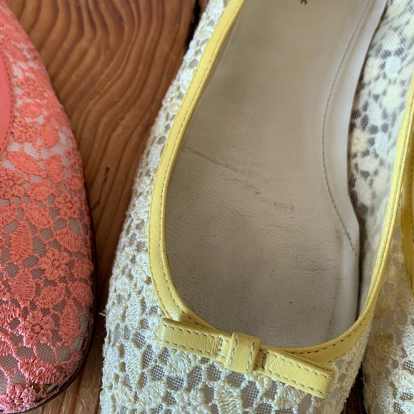 2 Pairs Banana Republic Pastel Pink and Yellow Lace Top Ballet Flats - sz 8.5 - Picture 9 of 14